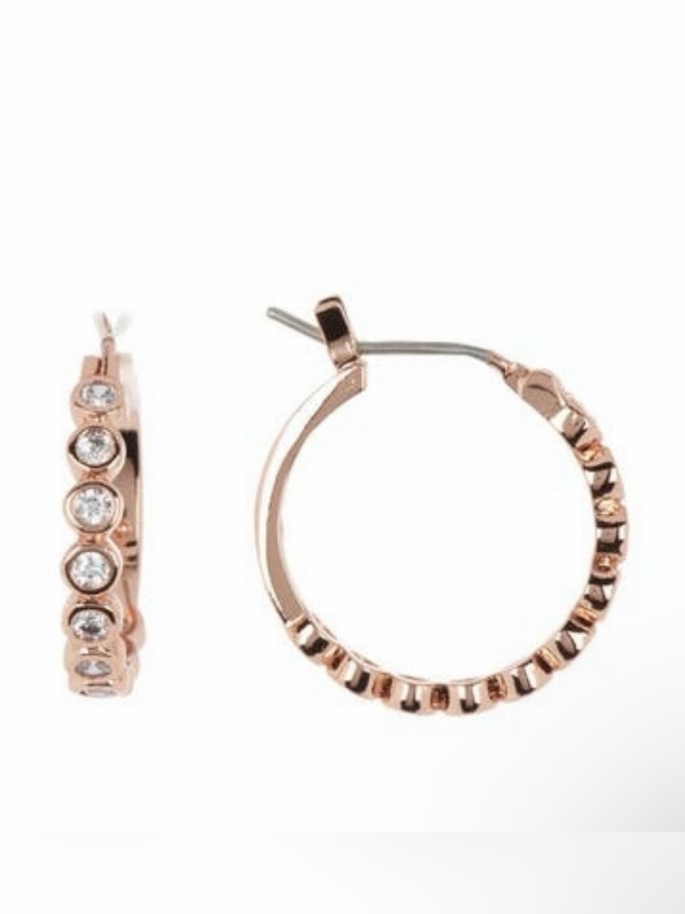 Kate Spade Rose Gold Crystal Hoop Earrings